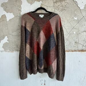 Rodes Sweater Wool Blend Vintage Grandpa Argyle Pullover Made in Italy Mens L